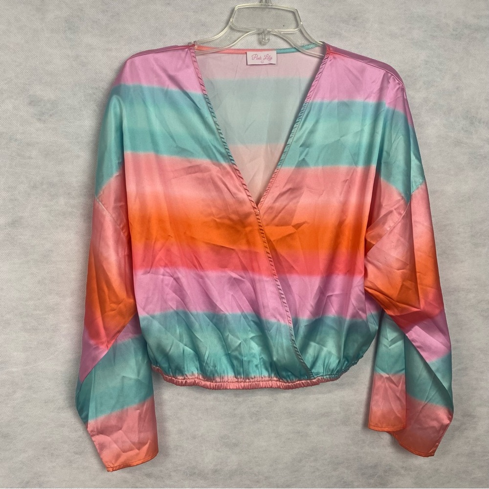 Pink Lily Multicolor Satin Blouse